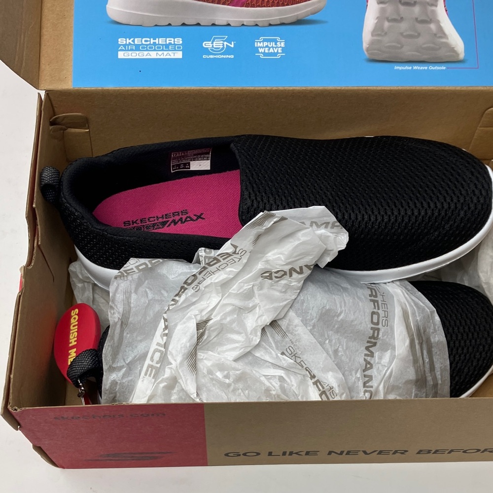 Skechers GO WALK JOY Slip-ons Black/White Size 7.5 Wide Fit Ortholite - Picture 15 of 15